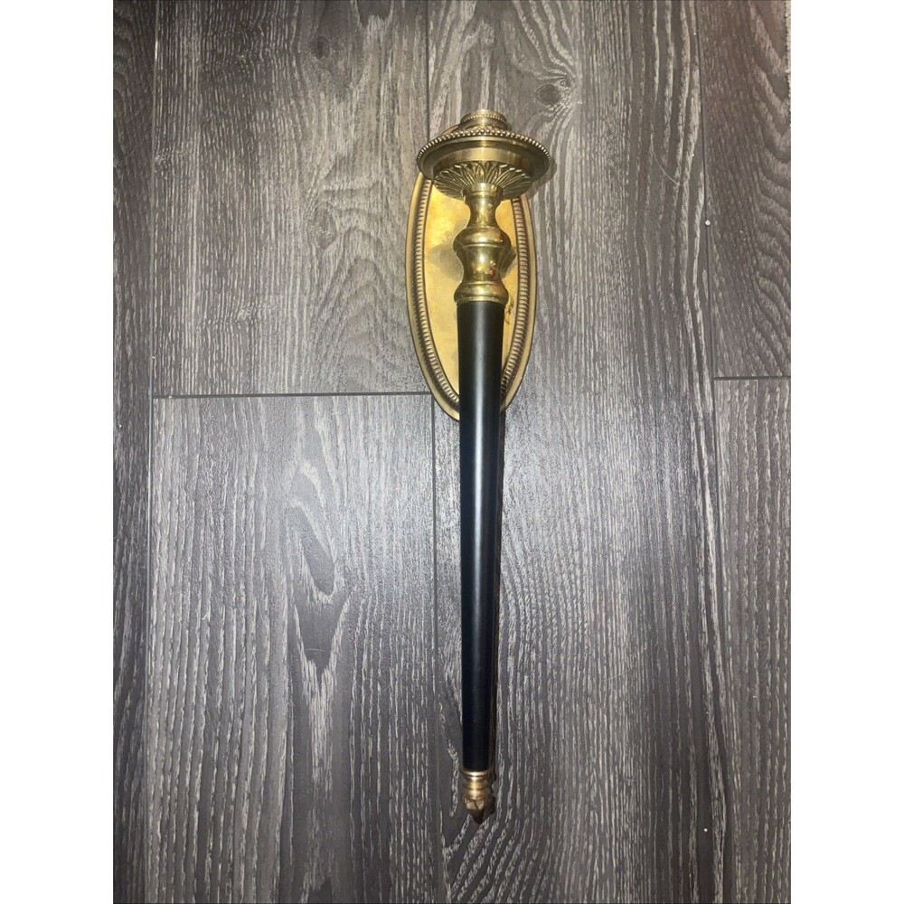 Vintage Brass Wall Sconce Candle Holder French Empire Style Black & Gold 17”Tall